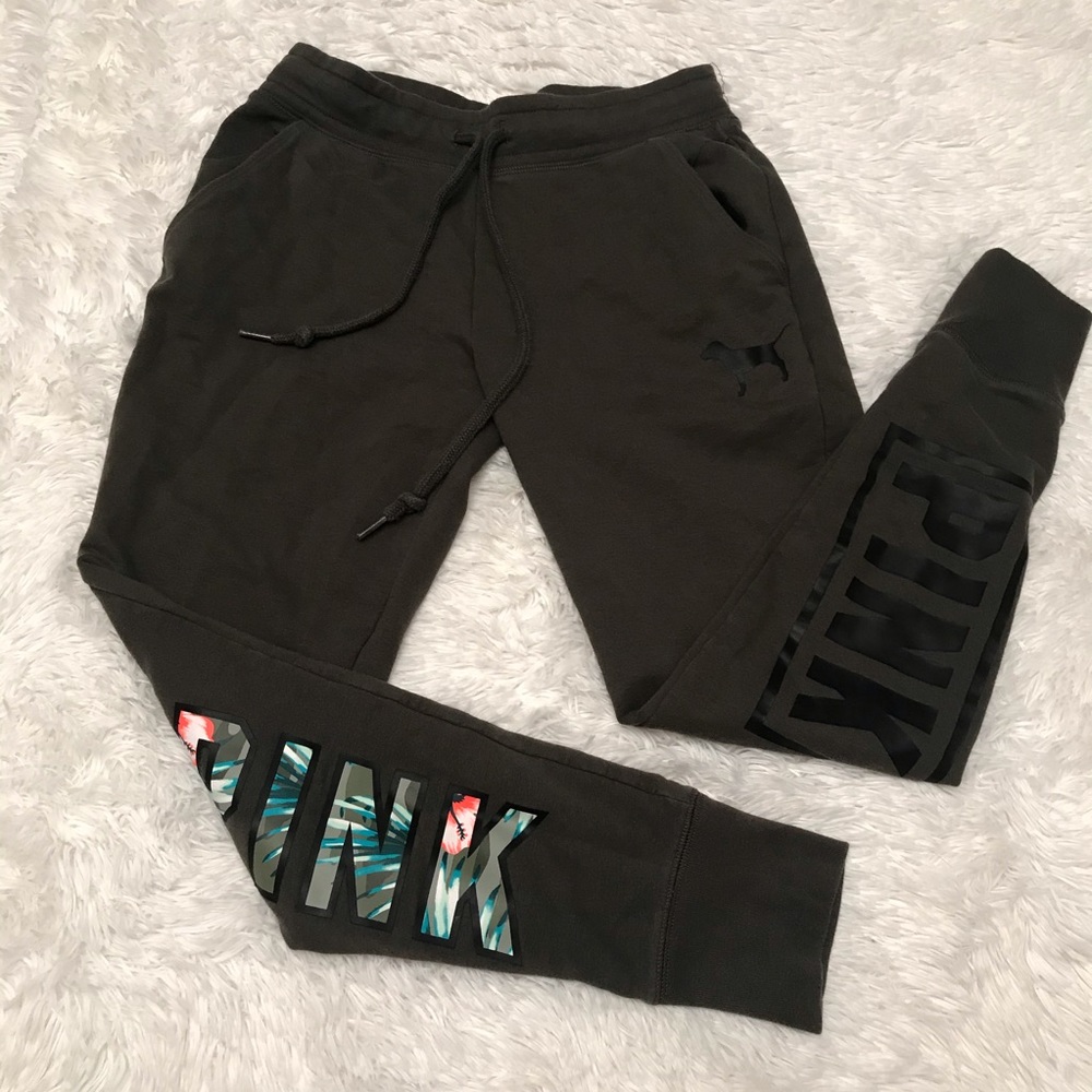Victoria Secret PINK logo green sweatpants Joggers